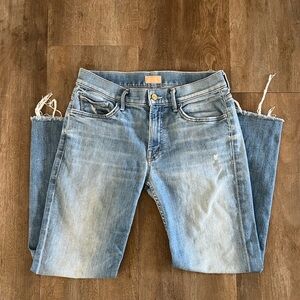 MOTHER Light Blue Denim Fray Jeans